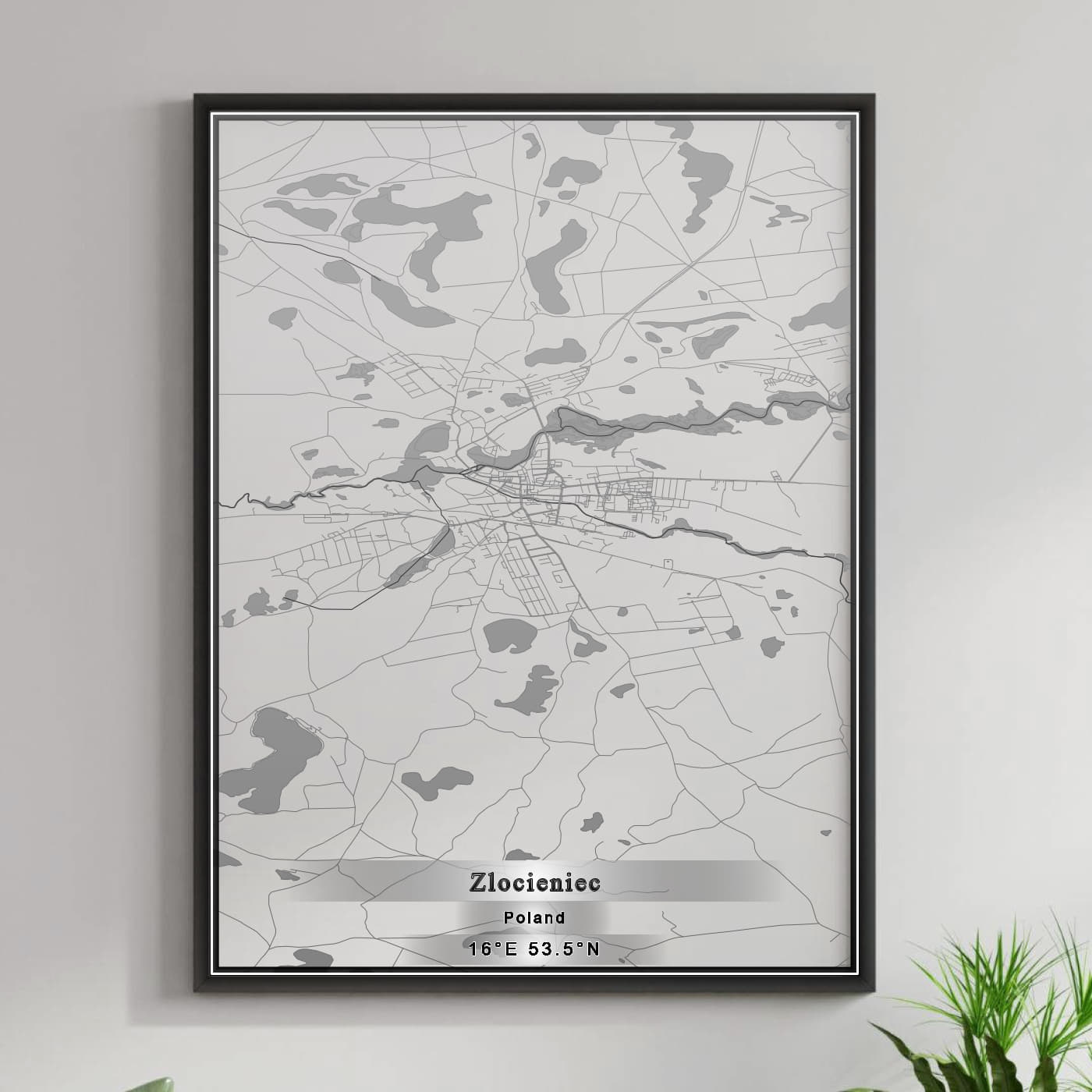 ROAD MAP OF ZLOCIENIEC, POLAND BY MAPBAKES