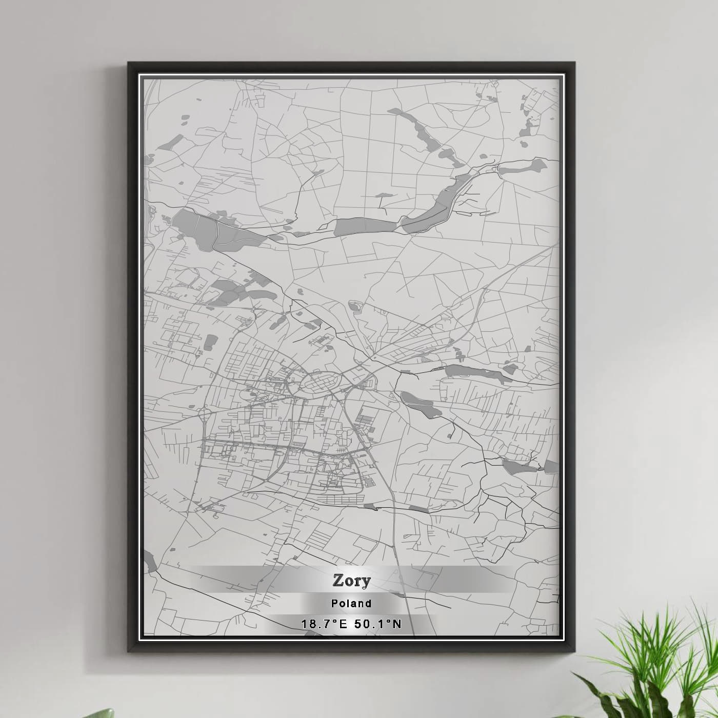 ROAD MAP OF ZORY, POLAND BY MAPBAKES