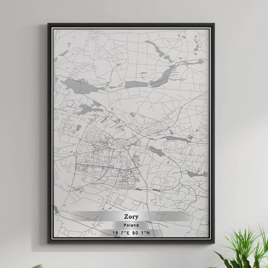 ROAD MAP OF ZORY, POLAND BY MAPBAKES