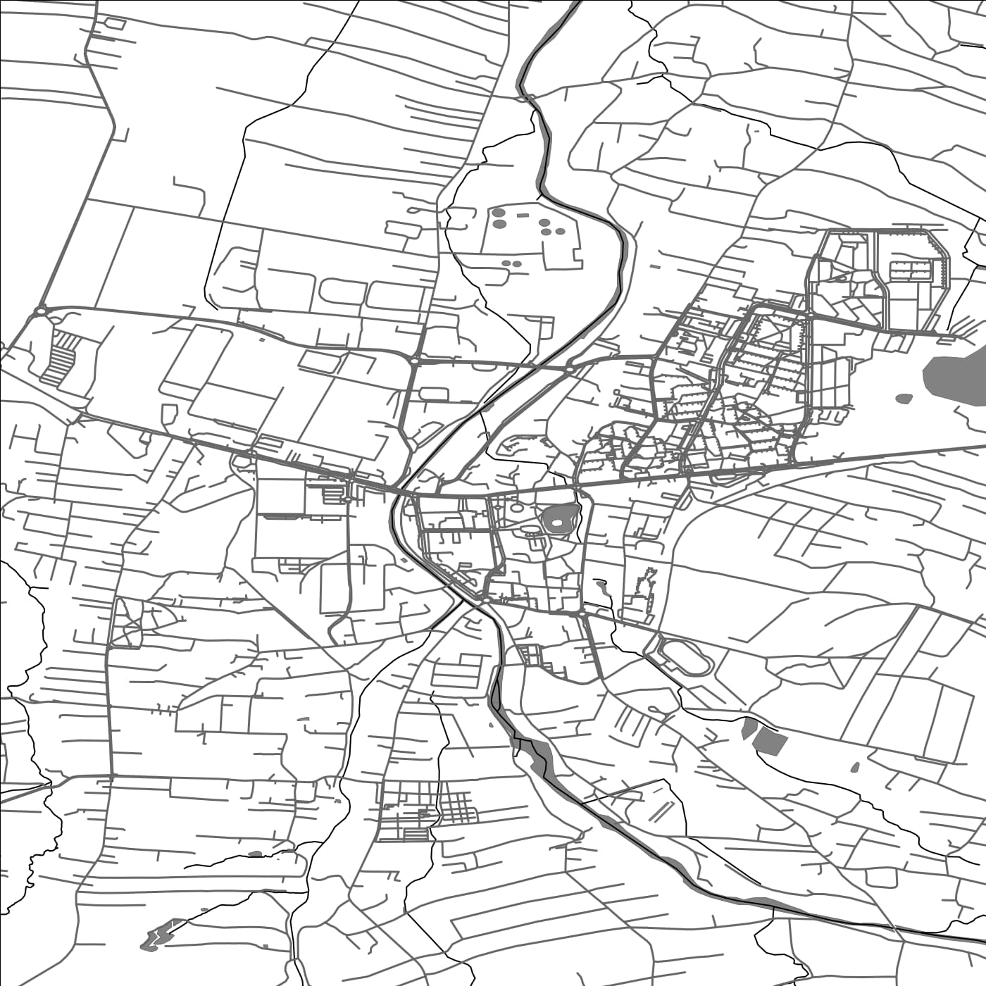 ROAD MAP OF ANDRYCHOW, POLAND BY MAPBAKES