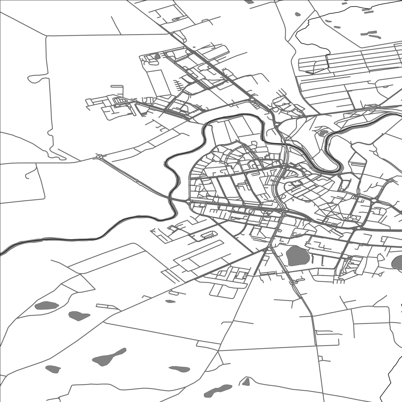 ROAD MAP OF BARTOSZYCE, POLAND BY MAPBAKES