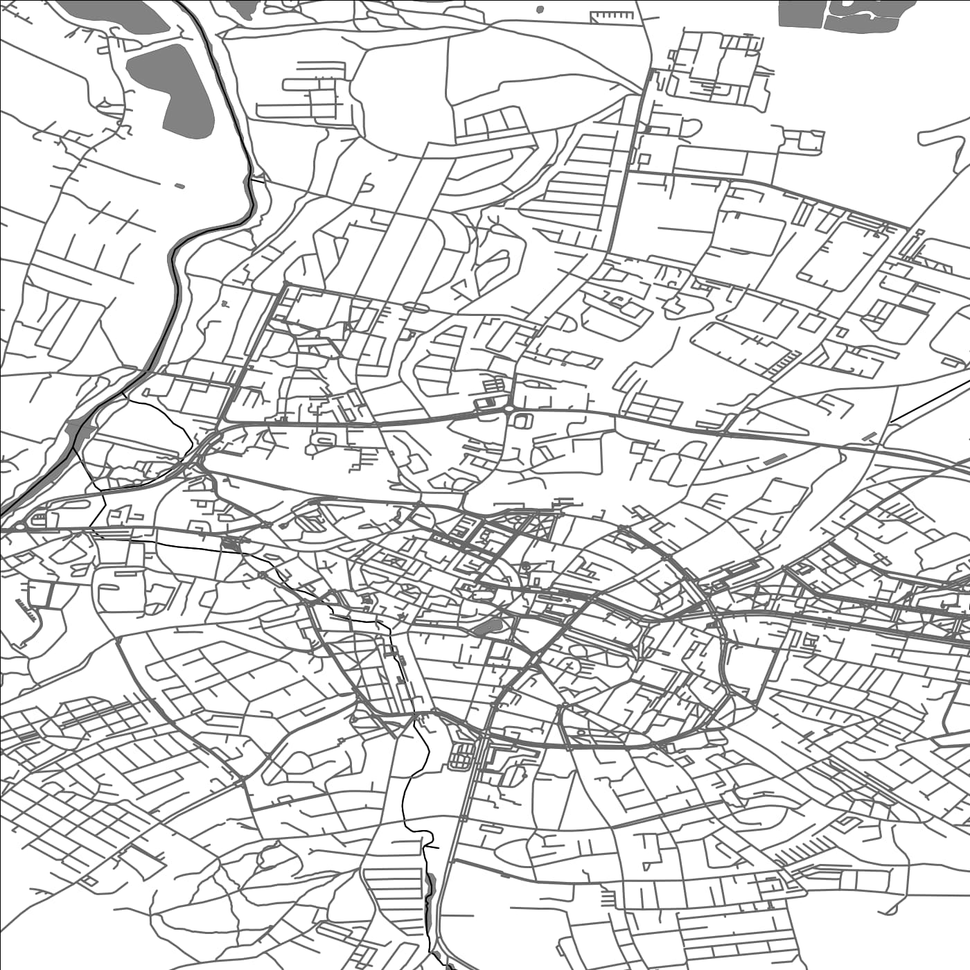 ROAD MAP OF BOLESLAWIEC, POLAND BY MAPBAKES