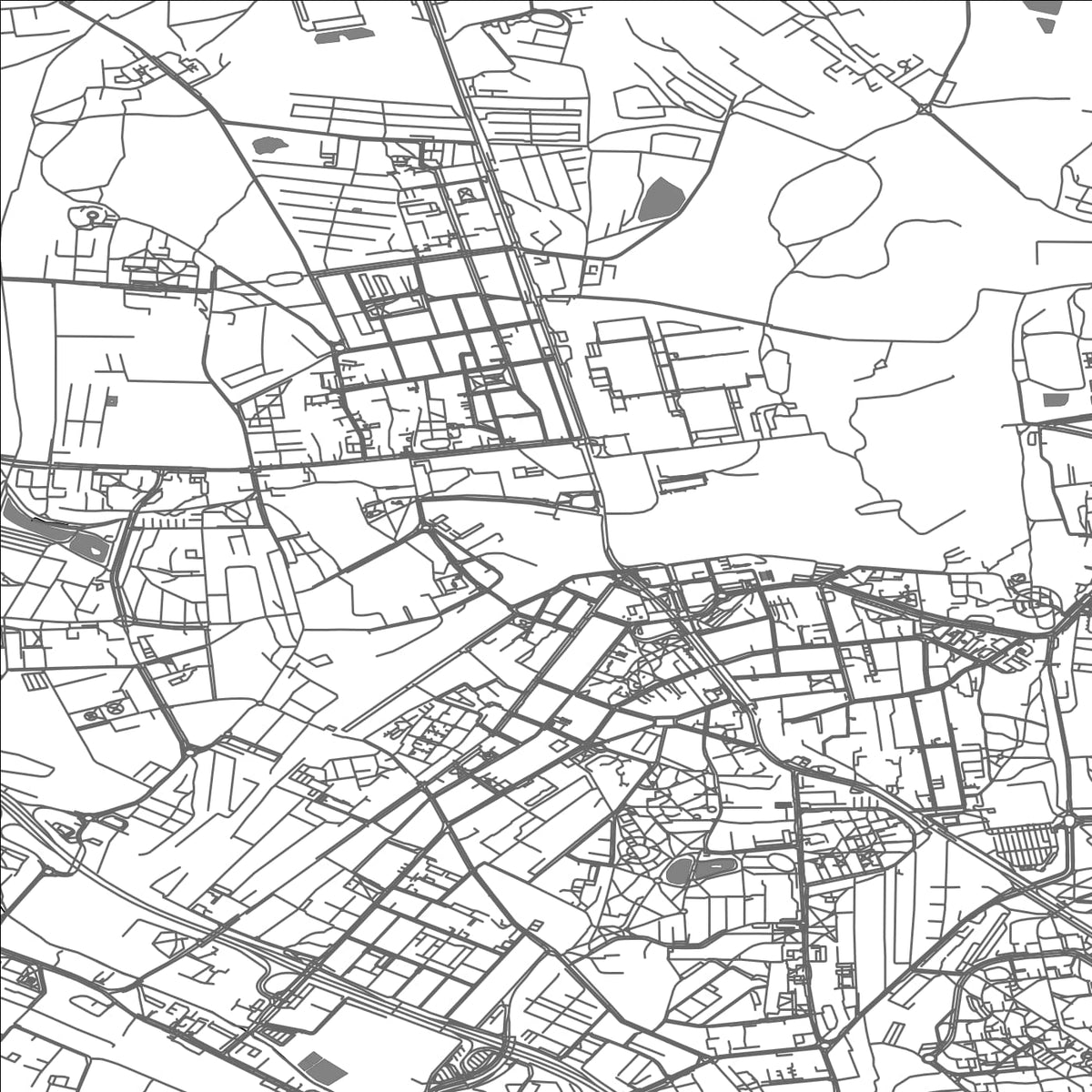 ROAD MAP OF CHORZOW, POLAND BY MAPBAKES