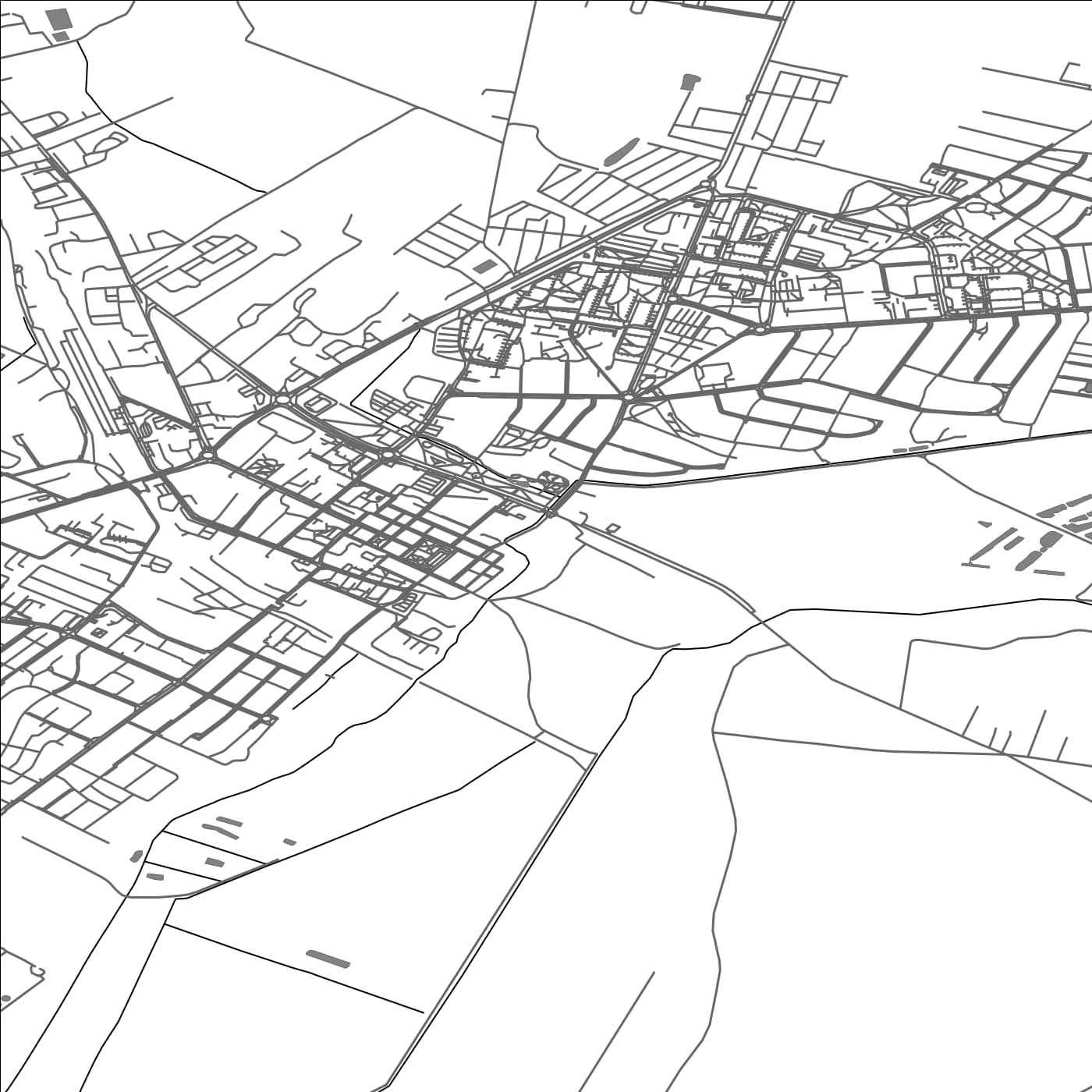 ROAD MAP OF DZIALDOWO, POLAND BY MAPBAKES