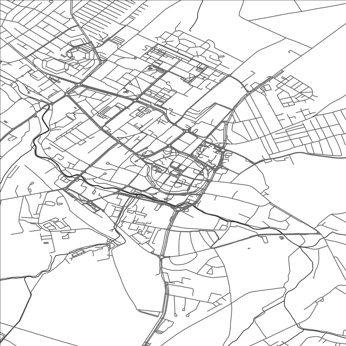 ROAD MAP OF DZIERZONIOW, POLAND BY MAPBAKES