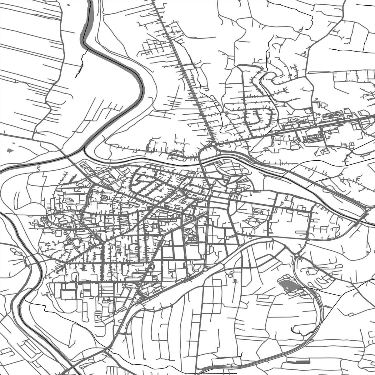 ROAD MAP OF JASLO, POLAND BY MAPBAKES
