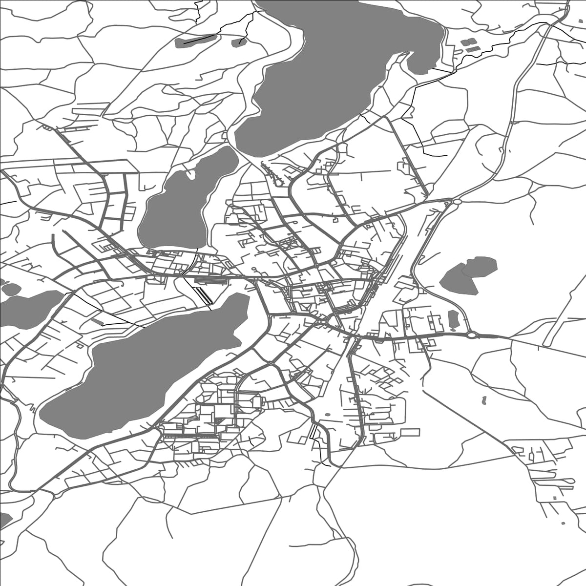 ROAD MAP OF KARTUZY, POLAND BY MAPBAKES