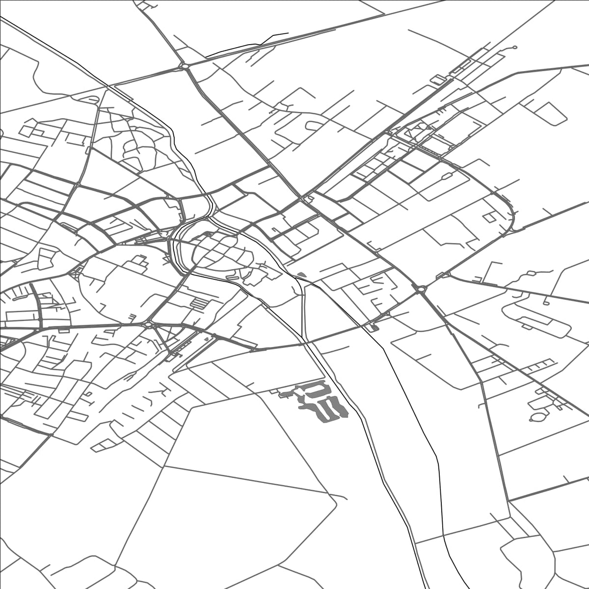 ROAD MAP OF KOSCIAN, POLAND BY MAPBAKES