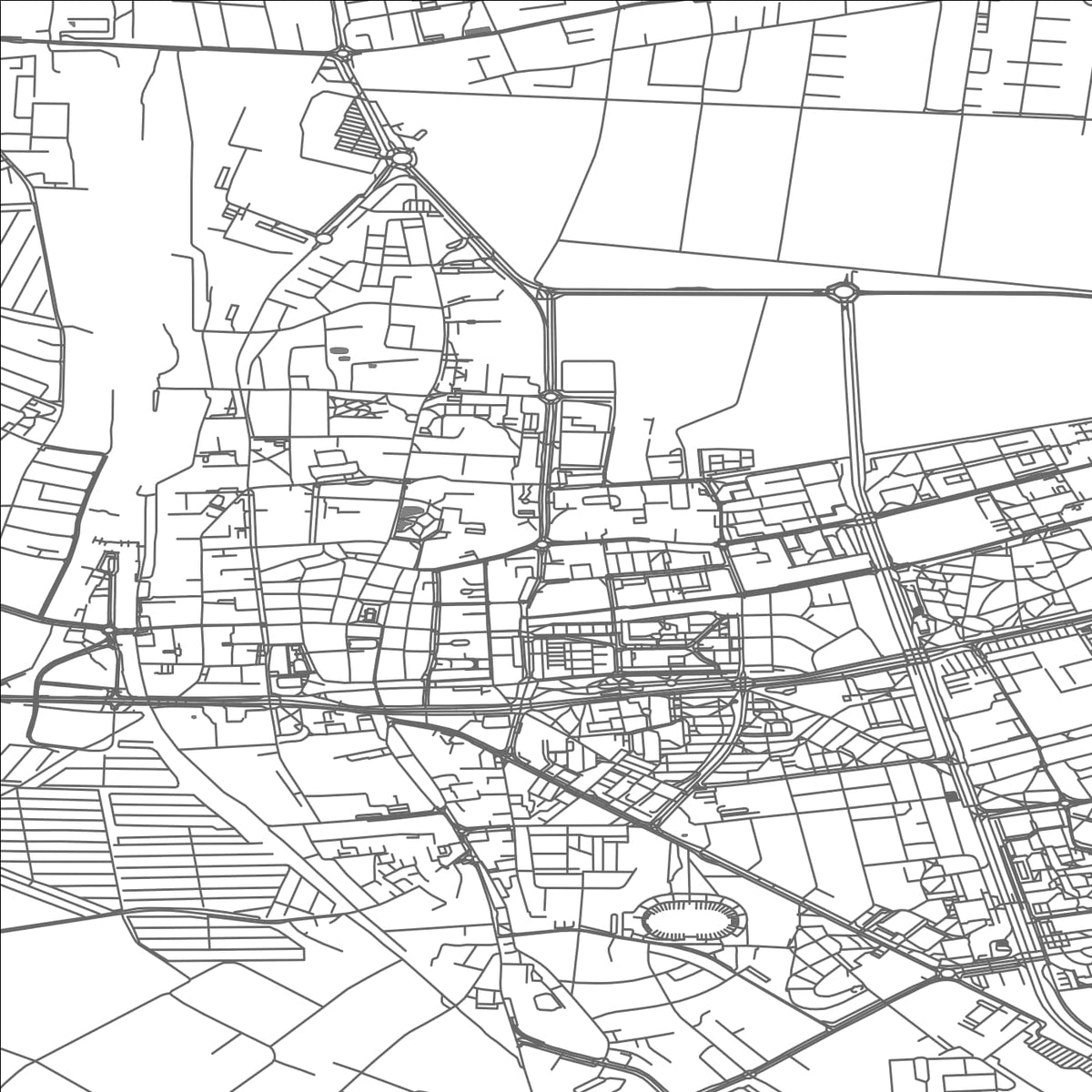 ROAD MAP OF LESZNO, POLAND BY MAPBAKES