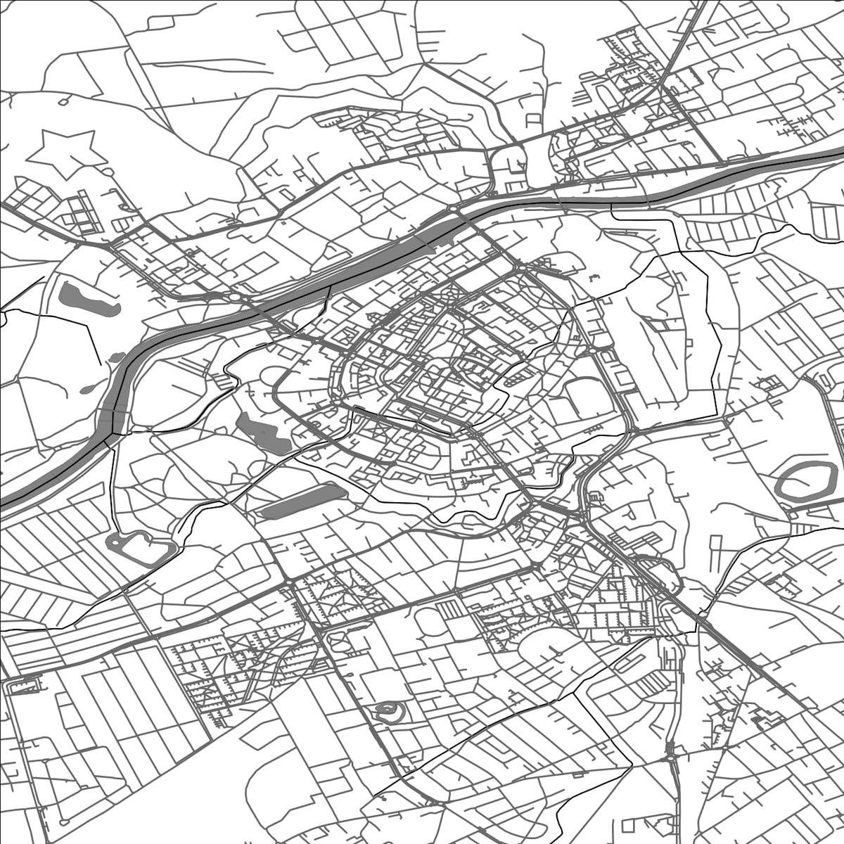 ROAD MAP OF NYSA, POLAND BY MAPBAKES