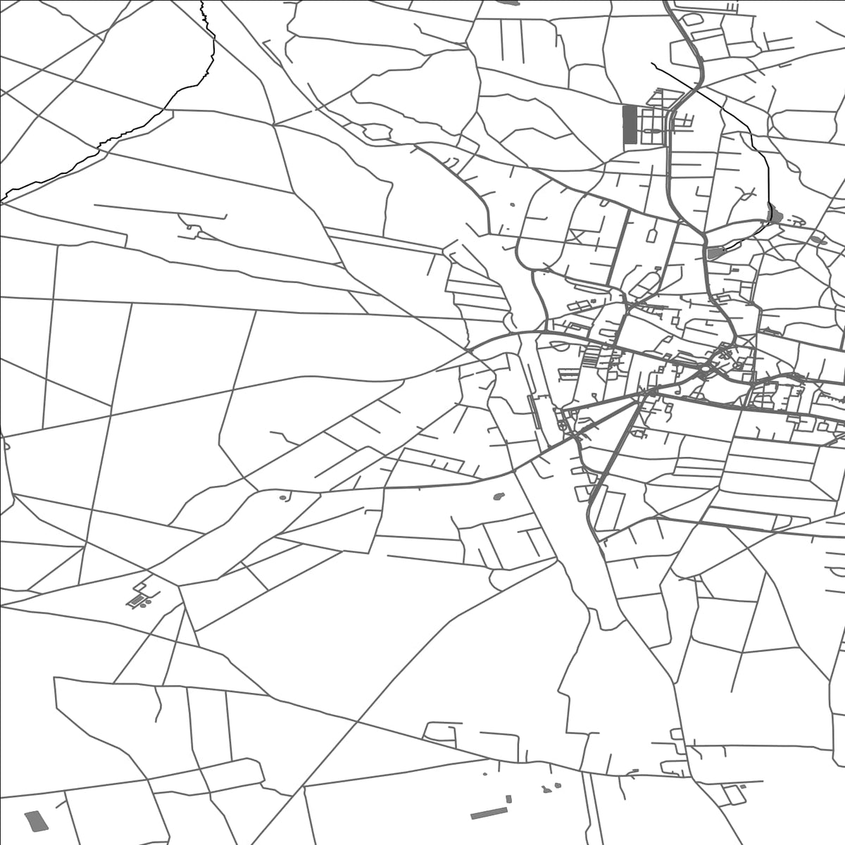 ROAD MAP OF OBORNIKI SLASKIE, POLAND BY MAPBAKES