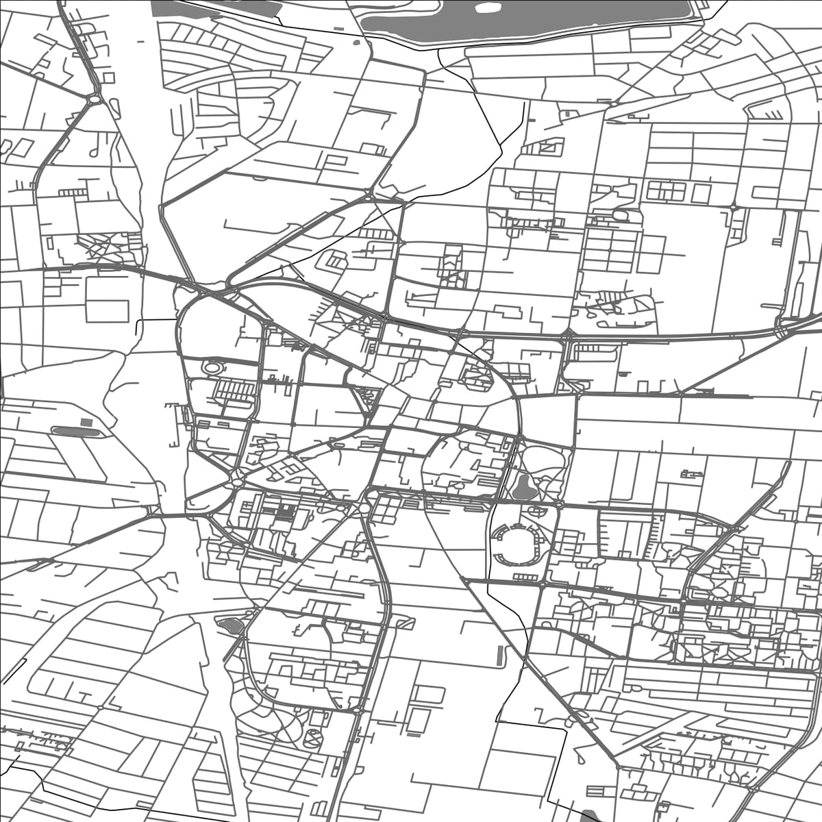 ROAD MAP OF OSTROW WIELKOPOLSKI, POLAND BY MAPBAKES