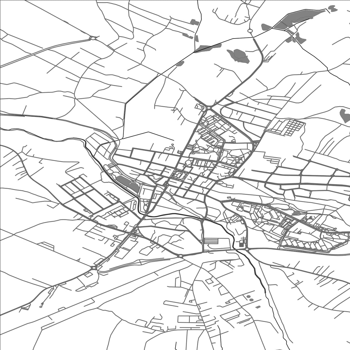 ROAD MAP OF STASZOW, POLAND BY MAPBAKES