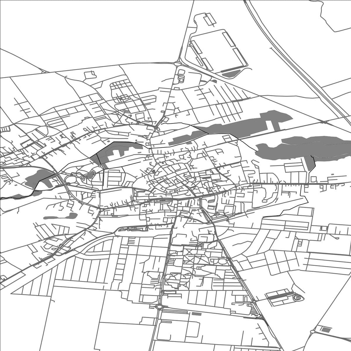 ROAD MAP OF SWIEDBODZIN, POLAND BY MAPBAKES