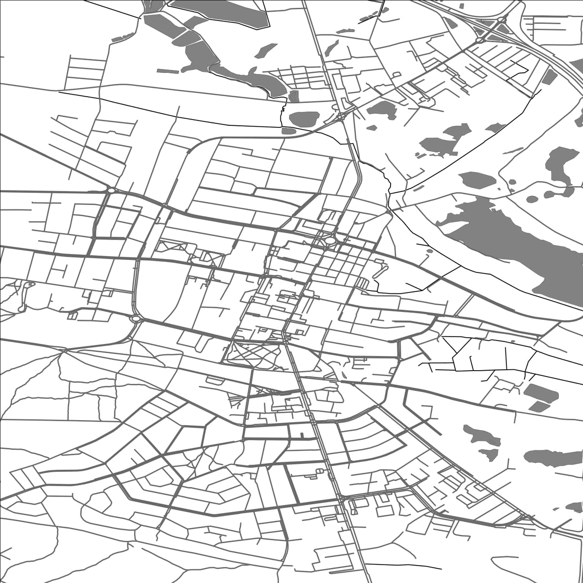 ROAD MAP OF TOMASZOW LUBELSKI, POLAND BY MAPBAKES