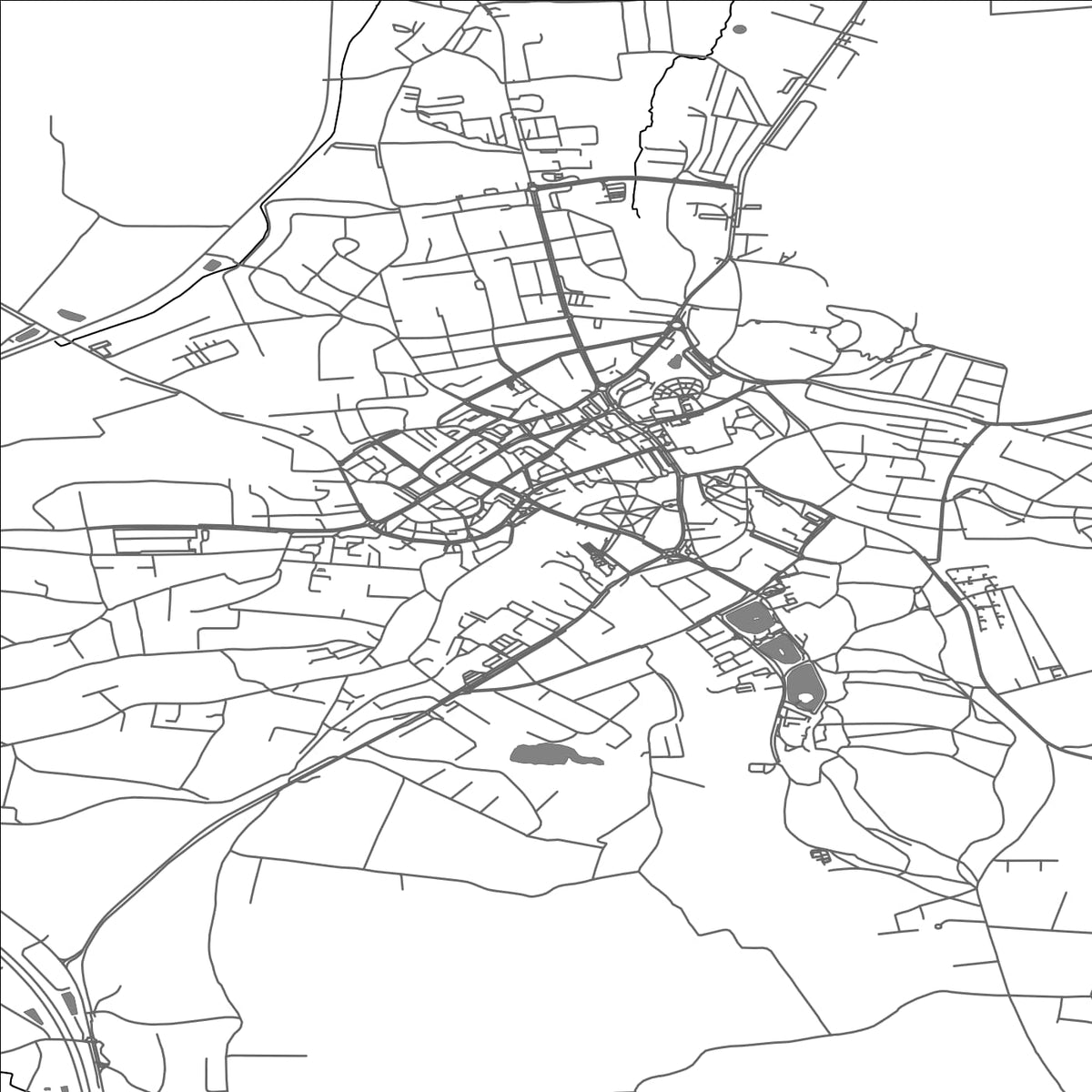 ROAD MAP OF TRZEBNICA, POLAND BY MAPBAKES