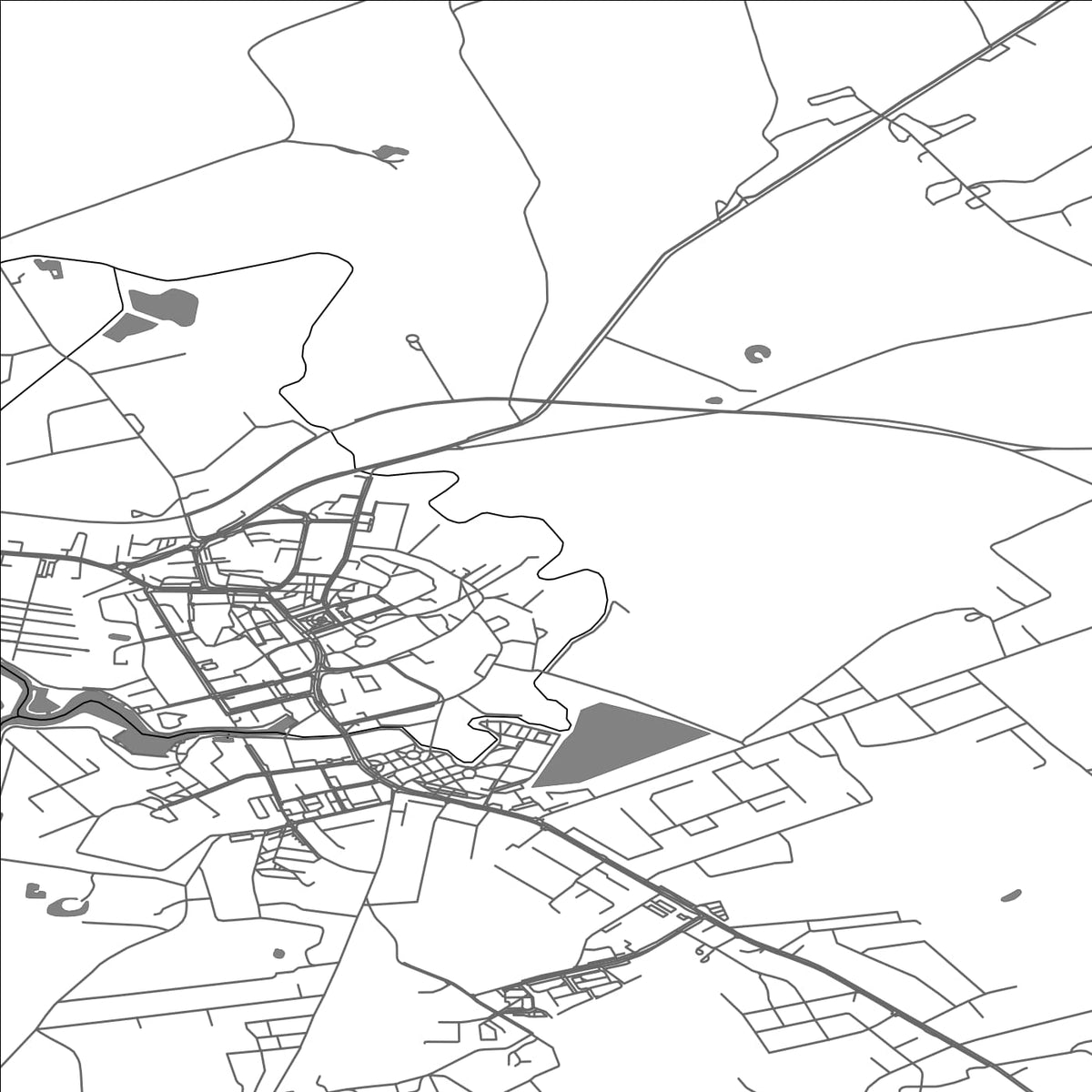 ROAD MAP OF WEGORZEWO, POLAND BY MAPBAKES