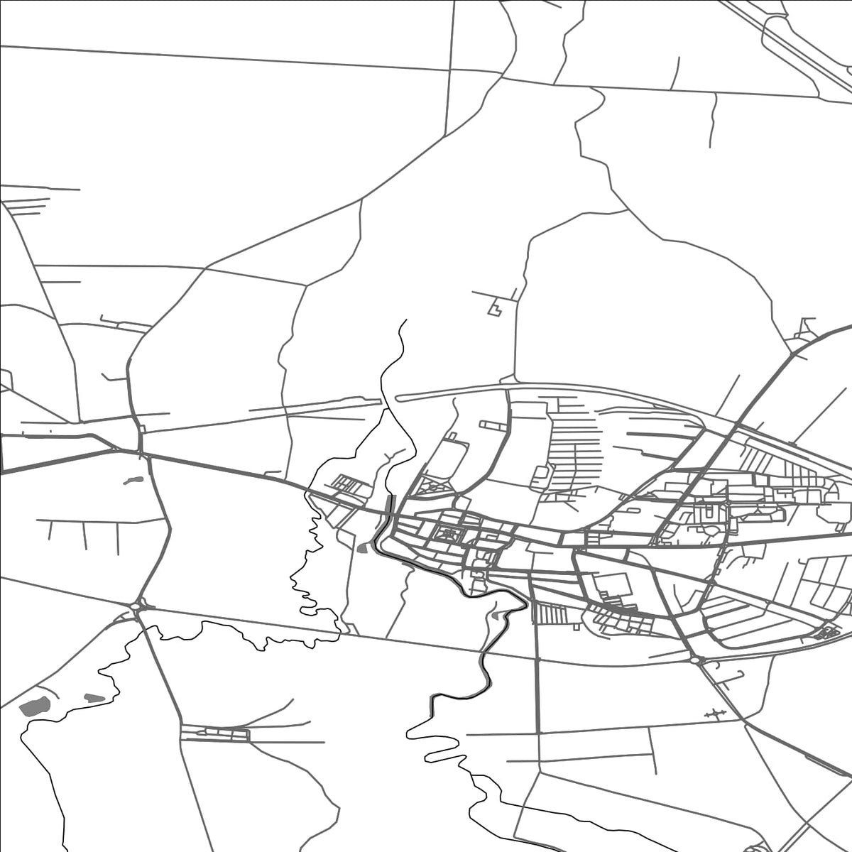 ROAD MAP OF WIERUSZOW, POLAND BY MAPBAKES