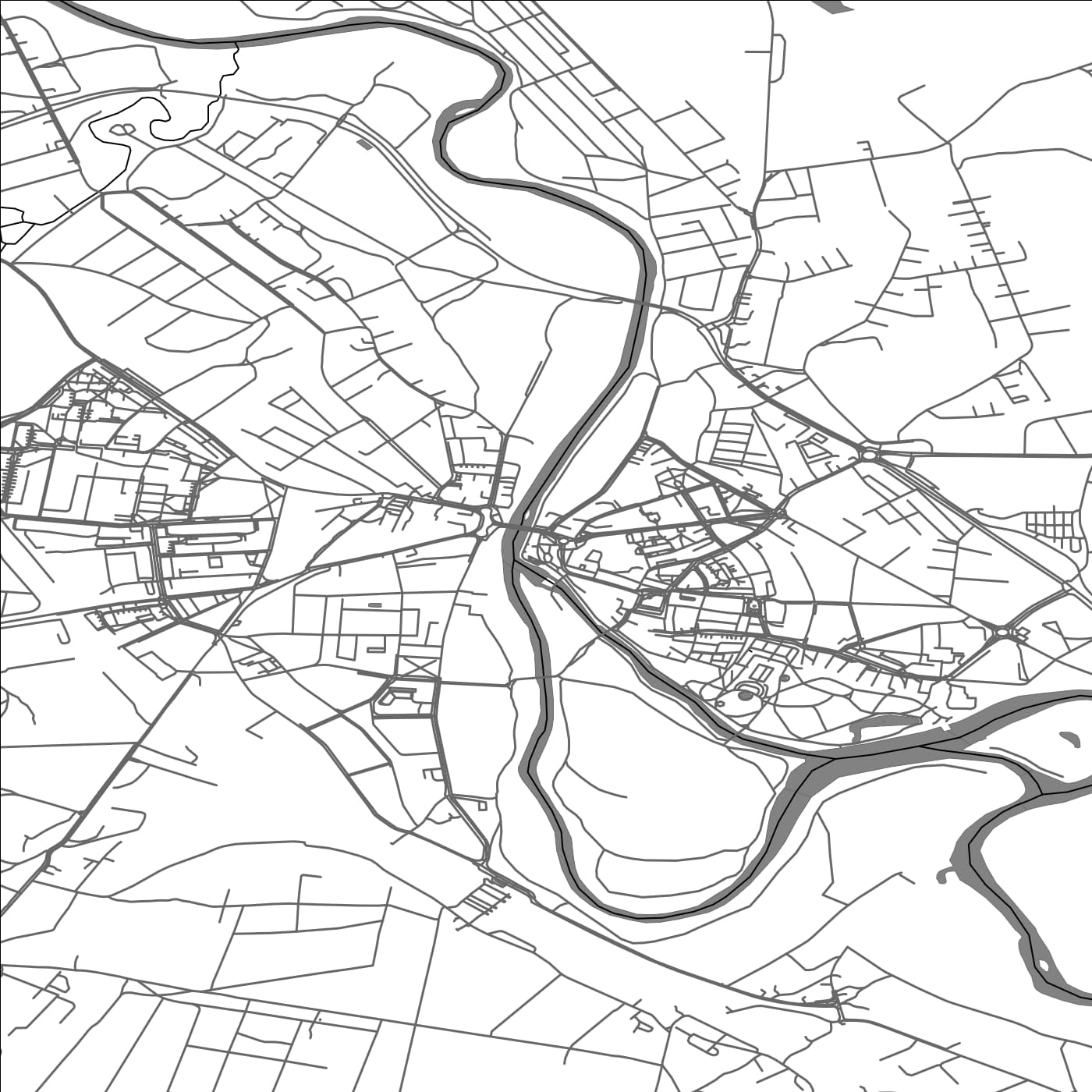 ROAD MAP OF ZAGAN, POLAND BY MAPBAKES