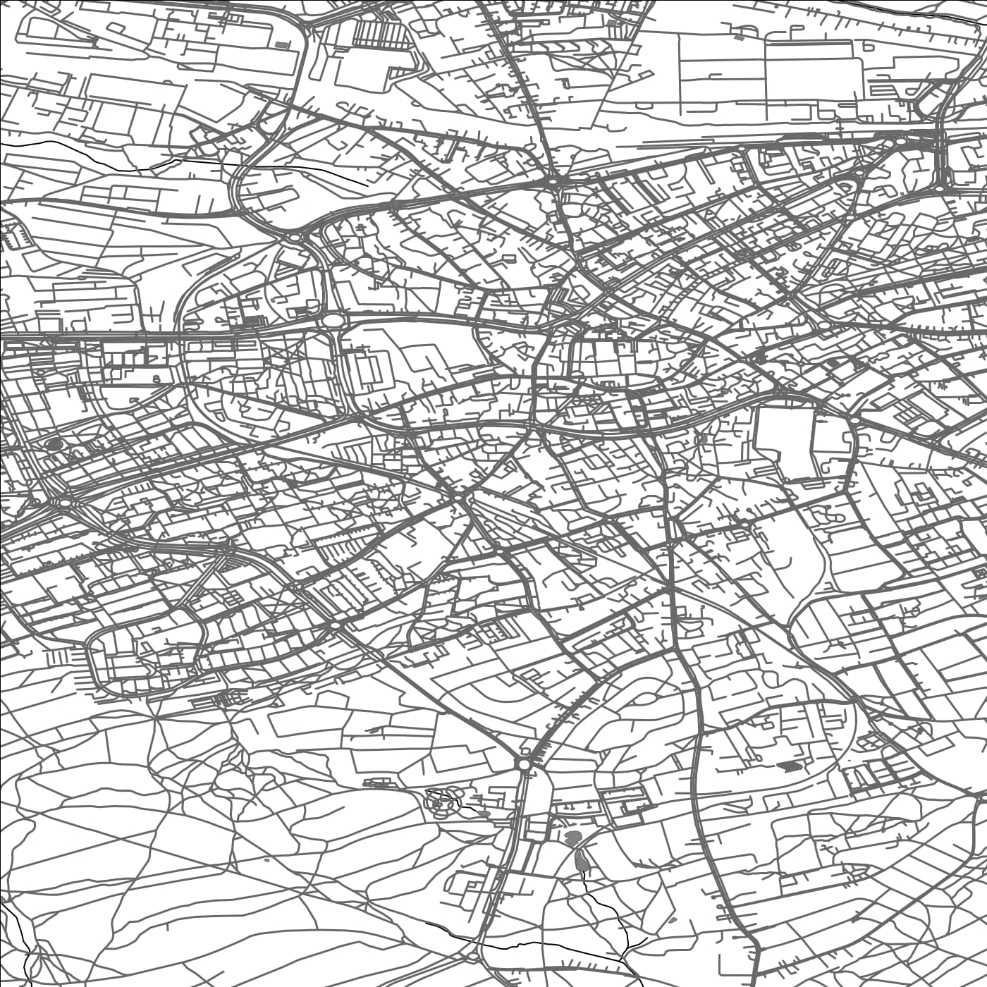 ROAD MAP OF ZIELONA GORA, POLAND BY MAPBAKES