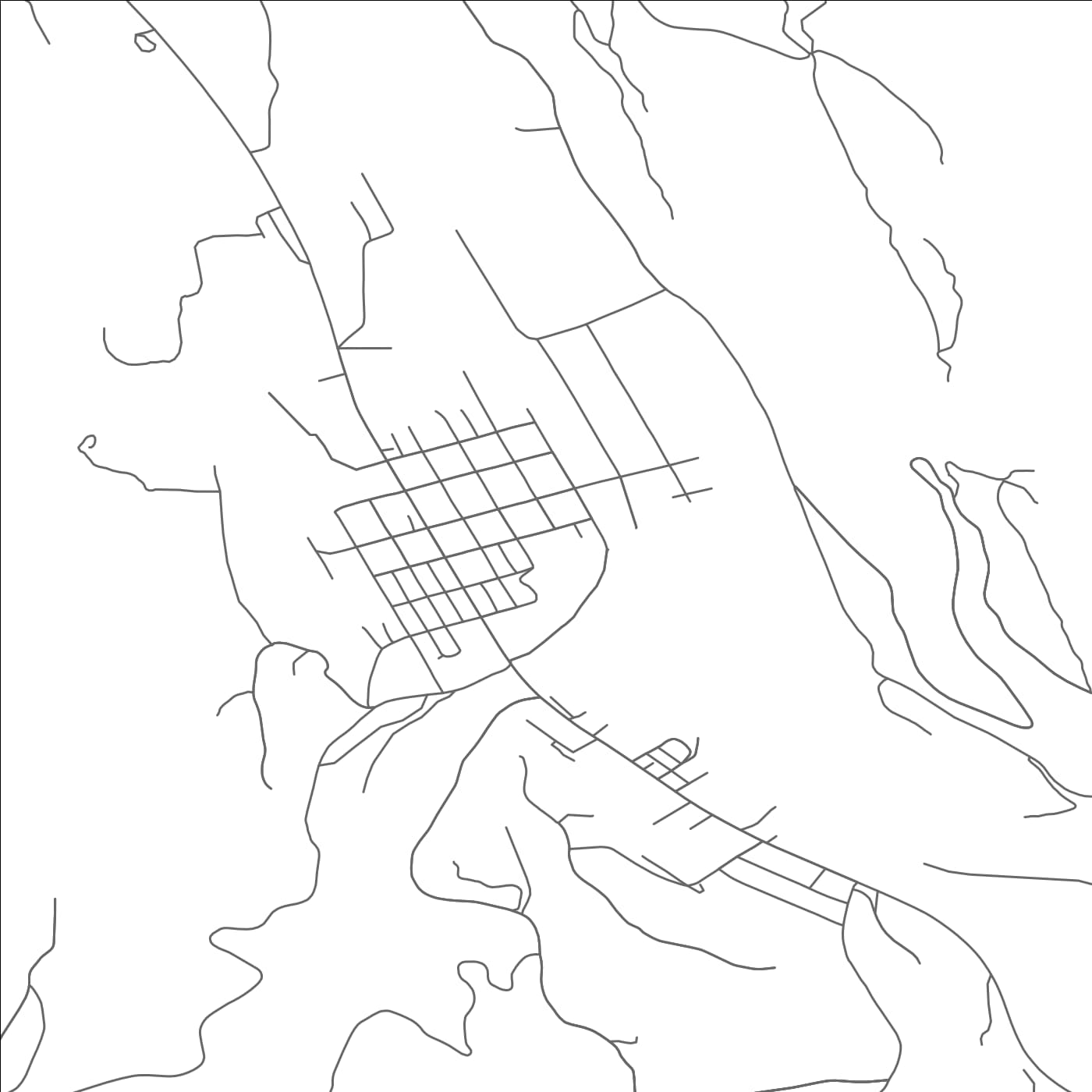 ROAD MAP OF TROY, MONTANA BY MAPBAKES