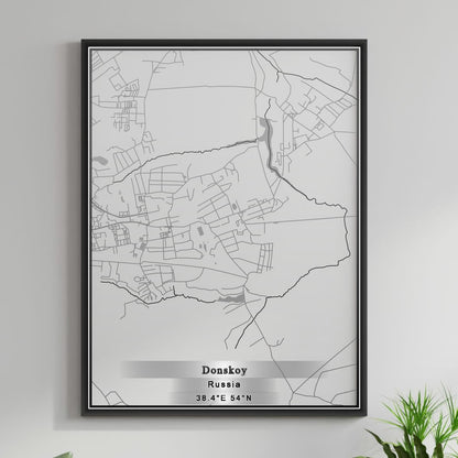 ROAD MAP OF DONSKOY, RUSSIA BY MAPBAKES