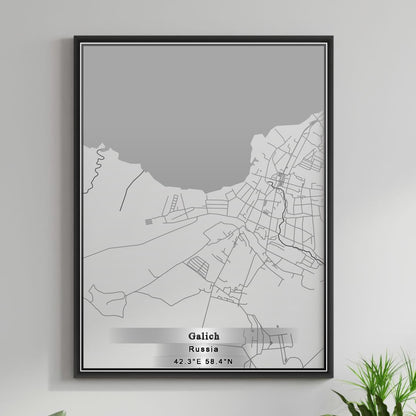 ROAD MAP OF GALICH, RUSSIA BY MAPBAKES