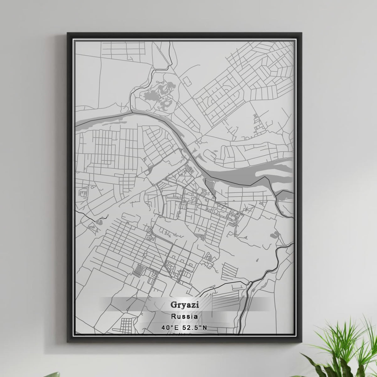 ROAD MAP OF GRYAZI, RUSSIA BY MAPBAKES