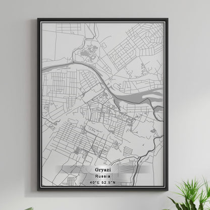 ROAD MAP OF GRYAZI, RUSSIA BY MAPBAKES