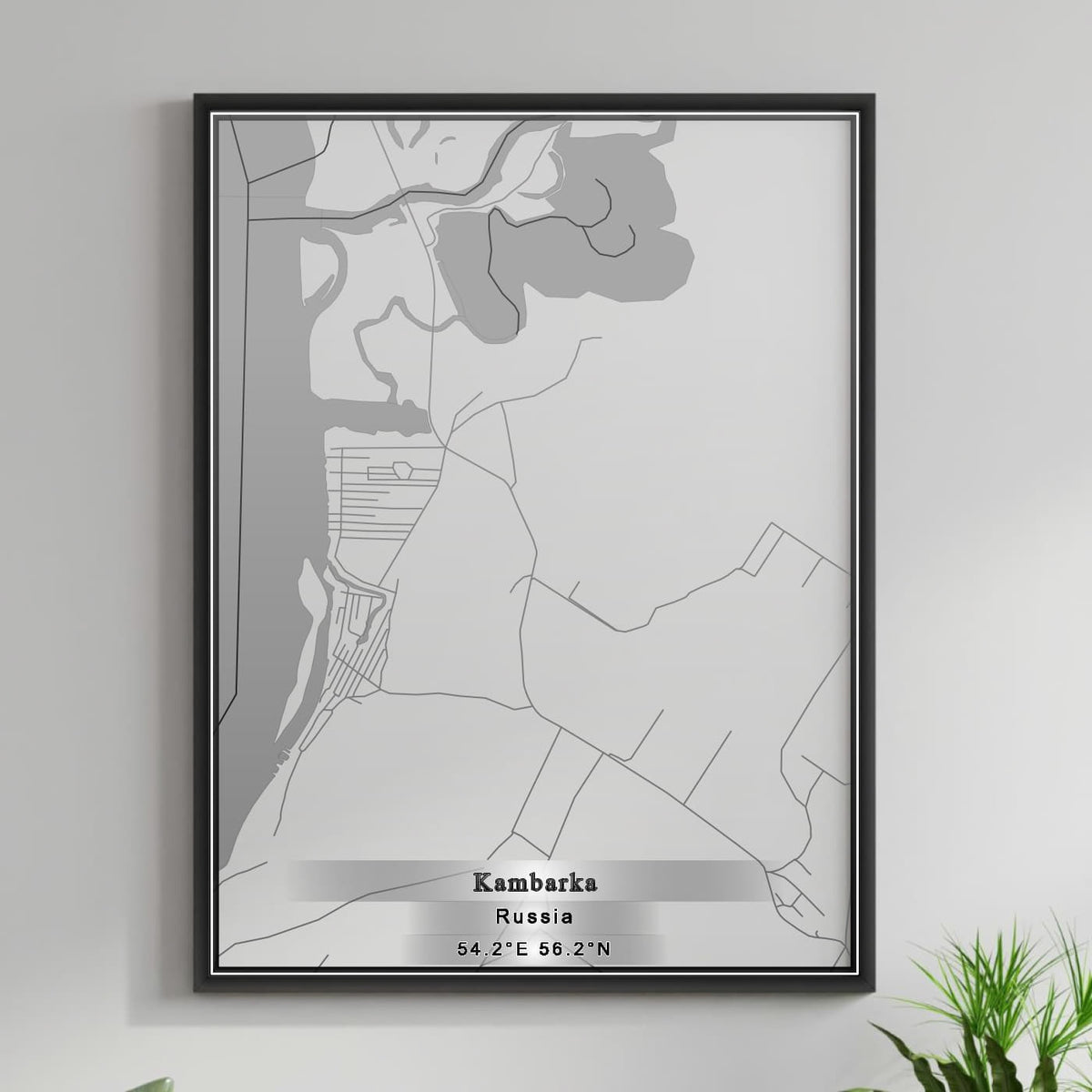 ROAD MAP OF KAMBARKA, RUSSIA BY MAPBAKES