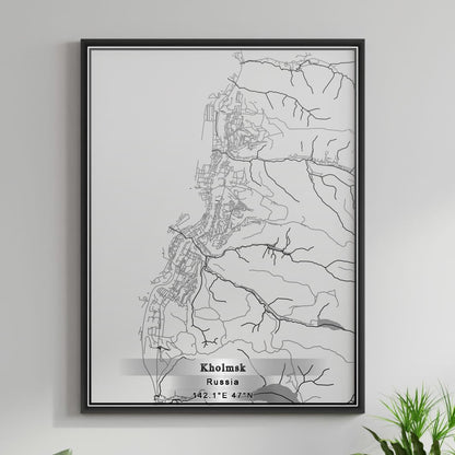 ROAD MAP OF KHOLMSK, RUSSIA BY MAPBAKES