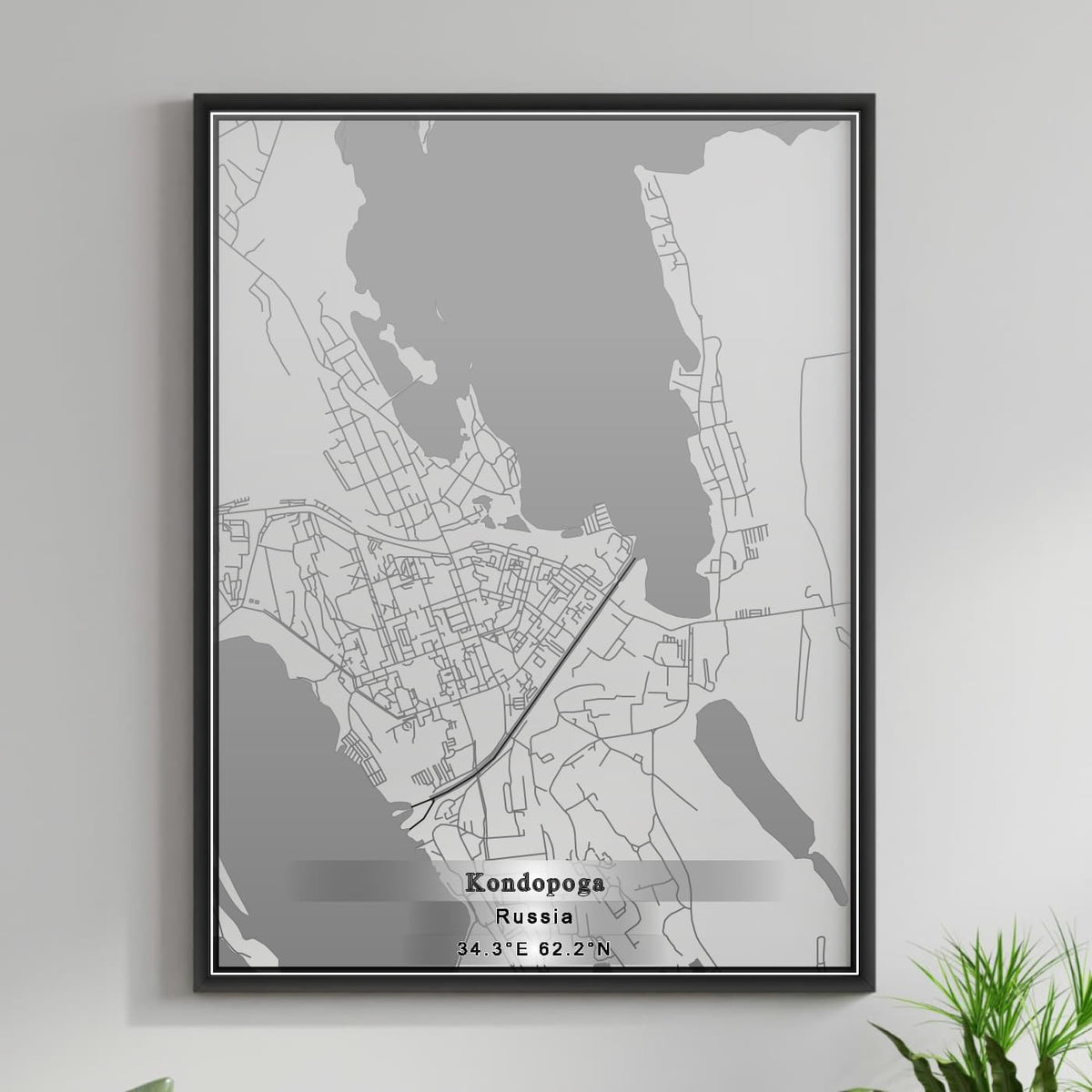 ROAD MAP OF KONDOPOGA, RUSSIA BY MAPBAKES