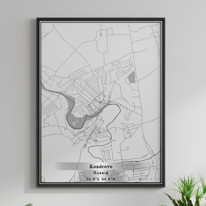ROAD MAP OF KONDROVO, RUSSIA BY MAPBAKES