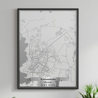 ROAD MAP OF KOSTOMUKSHA, RUSSIA BY MAPBAKES
