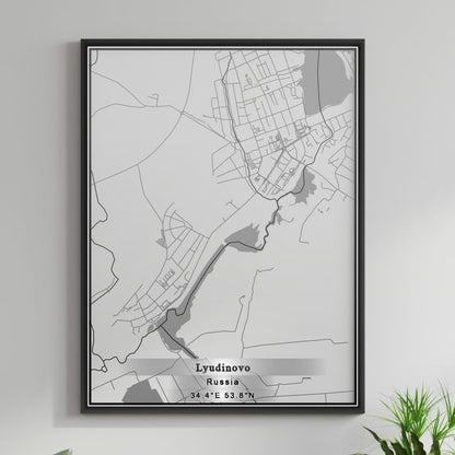 ROAD MAP OF LYUDINOVO, RUSSIA BY MAPBAKES