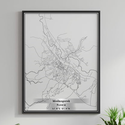 ROAD MAP OF MEDNOGORSK, RUSSIA BY MAPBAKES