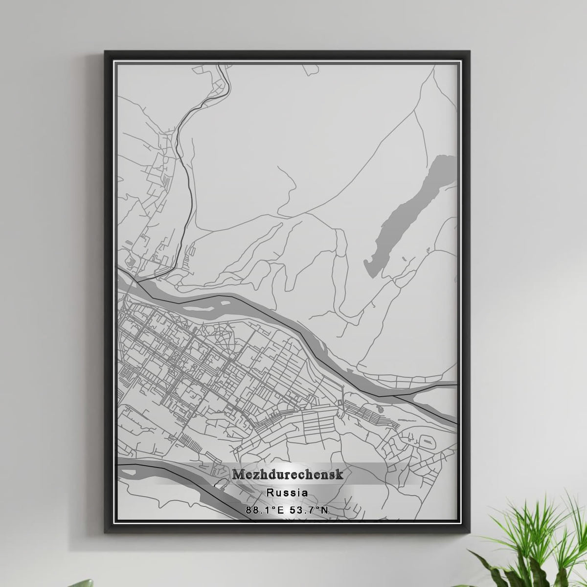 ROAD MAP OF MEZHDURECHENSK, RUSSIA BY MAPBAKES