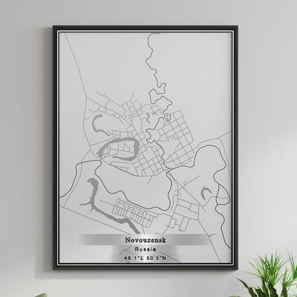 ROAD MAP OF NOVOUZENSK, RUSSIA BY MAPBAKES