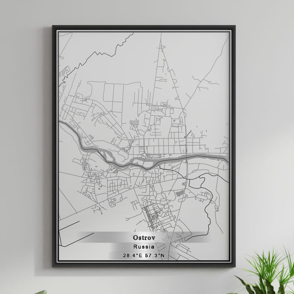 ROAD MAP OF OSTROV, RUSSIA BY MAPBAKES