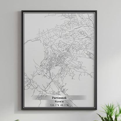 ROAD MAP OF PARTIZANSK, RUSSIA BY MAPBAKES