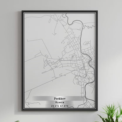 ROAD MAP OF PORKHOV, RUSSIA BY MAPBAKES