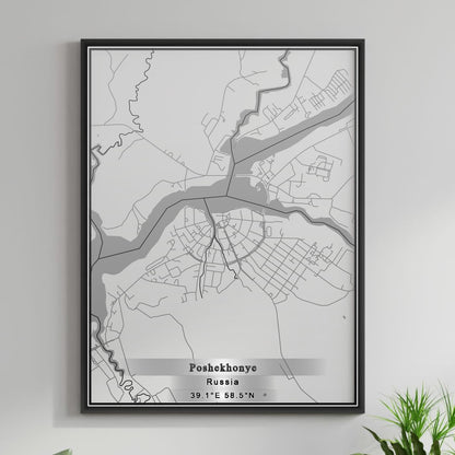 ROAD MAP OF POSHEKHONYE, RUSSIA BY MAPBAKES