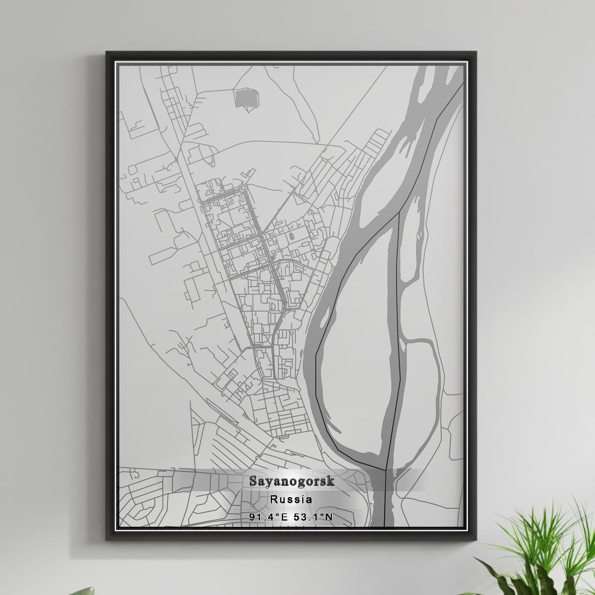 ROAD MAP OF SAYANOGORSK, RUSSIA BY MAPBAKES