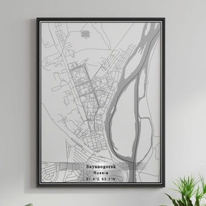 ROAD MAP OF SAYANOGORSK, RUSSIA BY MAPBAKES