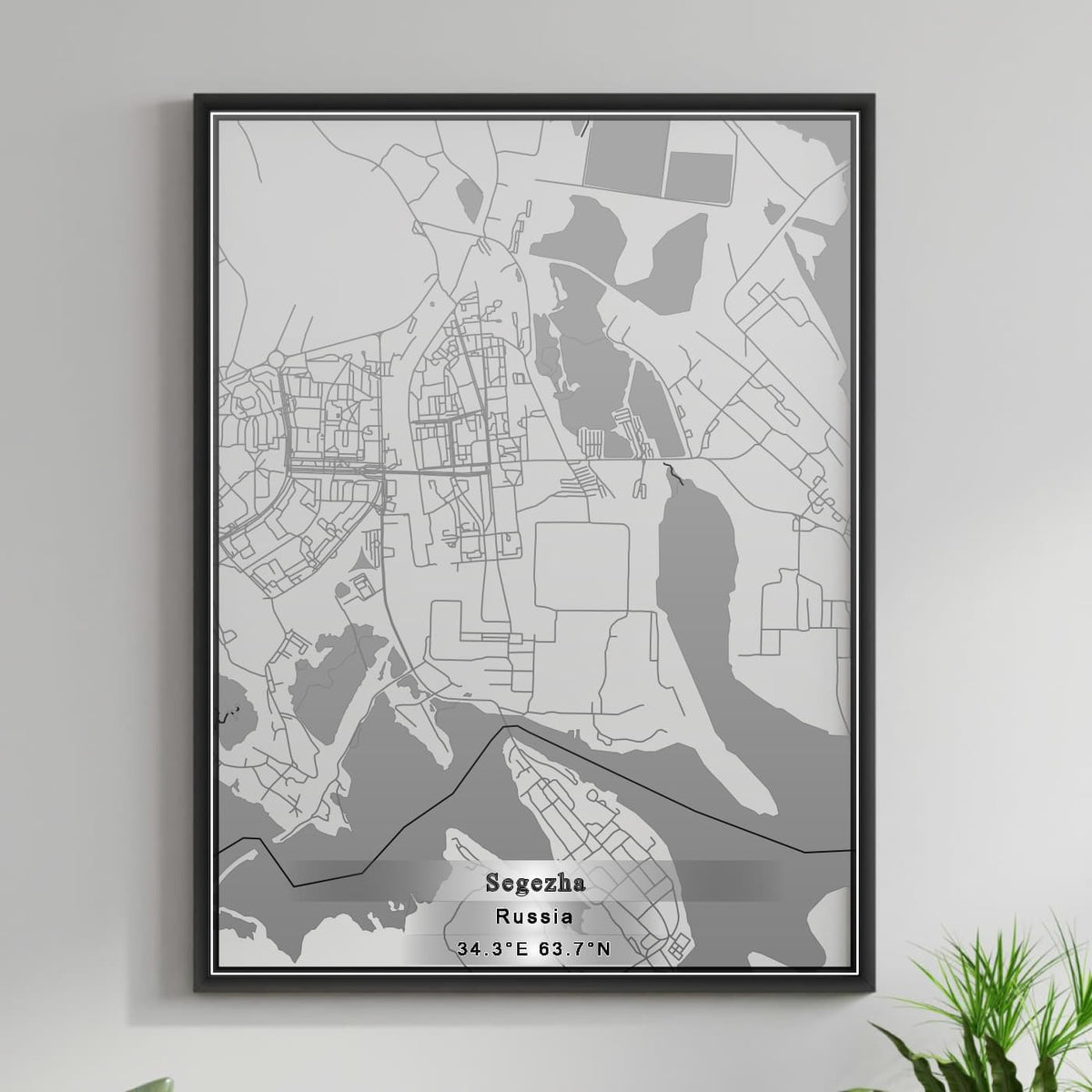 ROAD MAP OF SEGEZHA, RUSSIA BY MAPBAKES