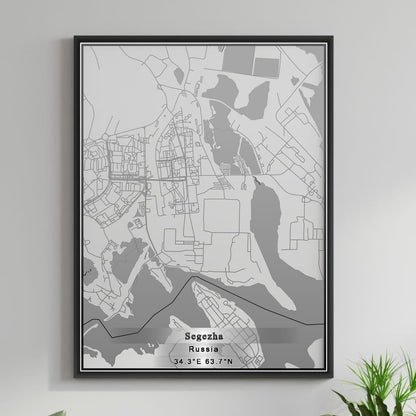 ROAD MAP OF SEGEZHA, RUSSIA BY MAPBAKES