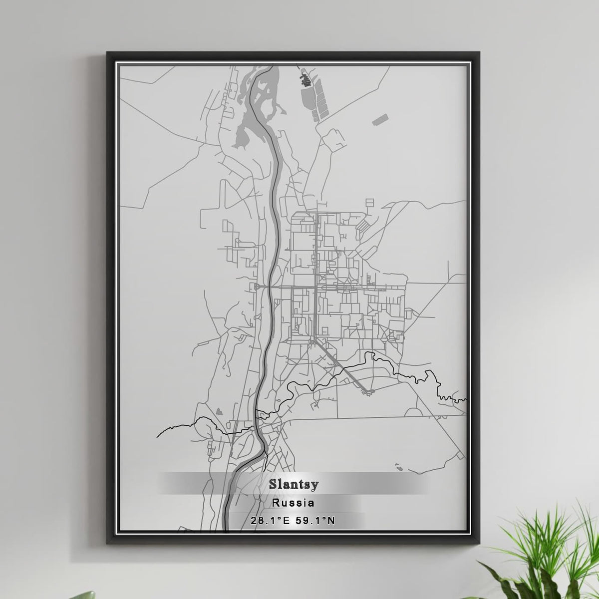 ROAD MAP OF SLANTSY, RUSSIA BY MAPBAKES