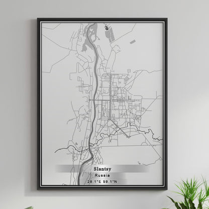 ROAD MAP OF SLANTSY, RUSSIA BY MAPBAKES
