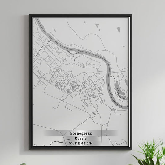 ROAD MAP OF SOSNOGORSK, RUSSIA BY MAPBAKES