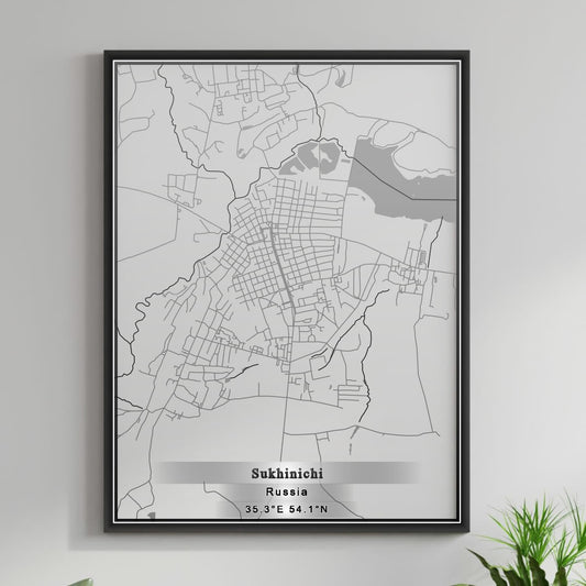 ROAD MAP OF SUKHINICHI, RUSSIA BY MAPBAKES